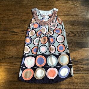 3/$10 Cut-Out Retro Colorful Circle Pattern Sleeveless Beaded Metallic Dress